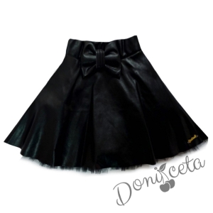 Детска кожена пола  в черно за момиче Доника
