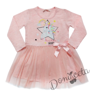 Детска рокля в розово с Пони/Еднорог и тюл 4465755