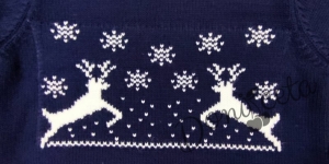 Knitted Christmas sweater in blue with a snowman