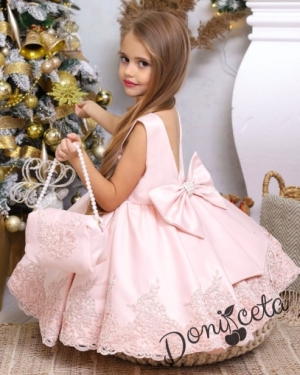 Официална детска рокля в пепел от рози с чантичка Валенсия 5