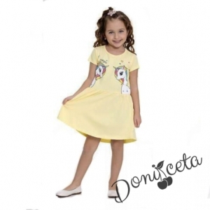 Ежедневна детска рокля в жълто с Пони/Еднорог 562314
