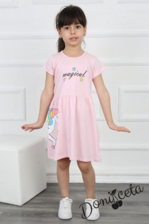 Ежедневна детска рокля с Пони/Еднорог в розово 875878