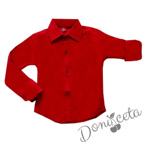Официална детска риза с дълъг ръкав в червено 9443532