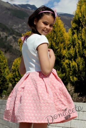 Официална детска рокля Паула в пепел от рози с къс ръкав 5
