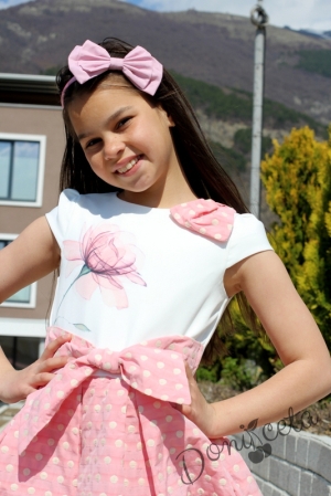 Официална детска рокля Паула в пепел от рози с къс ръкав 8