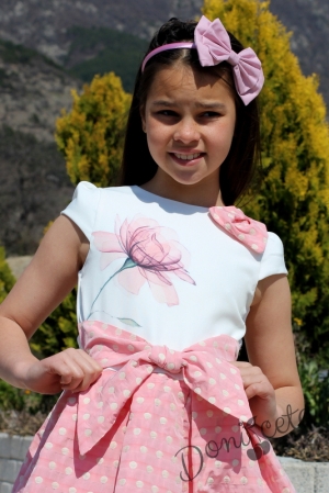Официална детска рокля Паула в пепел от рози с къс ръкав 11