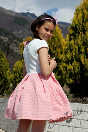 Официална детска рокля Паула в пепел от рози с къс ръкав 12