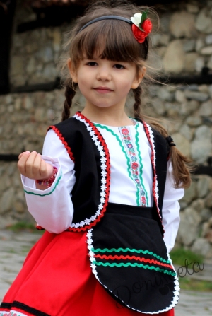 Детска народна носия 19 пола, елек, риза и престилка с етно мотиви 
