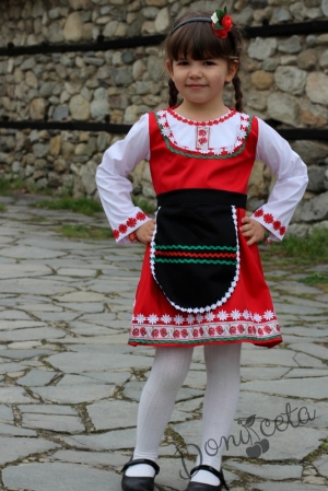 Детска народна носия 22-комплект сукман и престилка с фолклорни/етно мотиви 
