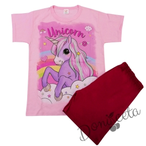 Детска пижама за момиче с къс ръкав с Пони/Еднорог