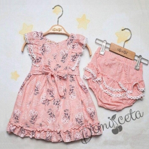 Бебешки комплект за момиче от 2 части с рокля в розово 845346