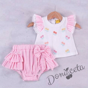 Бебешки комплект за момиче от 2 части бяло и розово 8354544