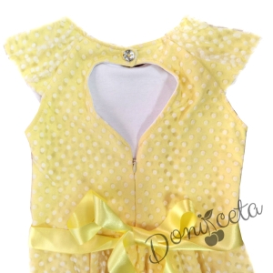 Официална детска рокля с къс ръкав в жълто 535466
