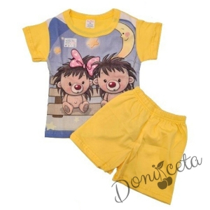 Детска пижама с таралежчета в жълто