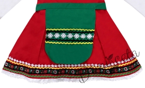 Детска народна  носия 26-сукман и престилка в зелено с фолклорни/етно мотиви 