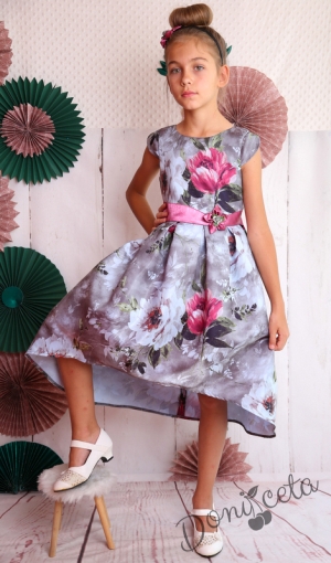 Официална детска рокля на цветя с къс ръкав 260СВБ