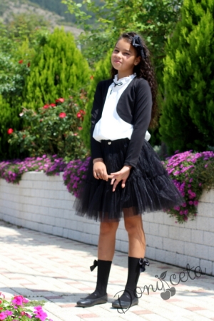 Детска пола в черно с тюл Contrast 5