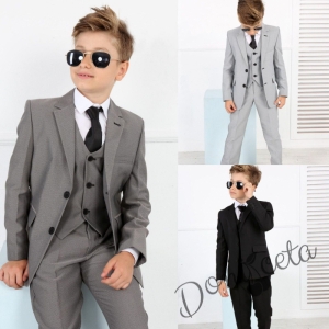 Официален костюм в сиво за момче от 5 части с вратовръзка 536287