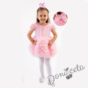 Детска/бебешка рокля с 3D цветя в розово