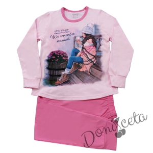 Детска пижама за момиче в розово 9343478