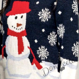 Детски коледен пуловер в тъмносиньо и бяло за момиче 237635