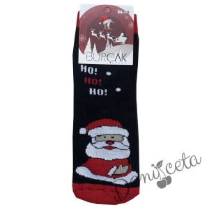 Коледни термо чорапи в черно с дядо Коледа 