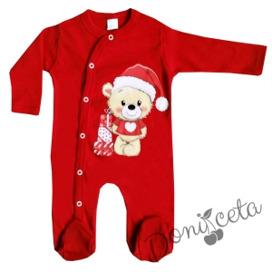Christmas baby jumpsuit in red with reindeer 94364569