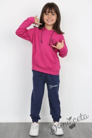 Детски спортен комплект за момиче от суитчър и панталон в циклама