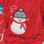 Пухкава пижама за момиче в червено със снежен човек