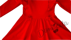 Детска рокля в червено с дълъг ръкав с къдрички и тюл 2