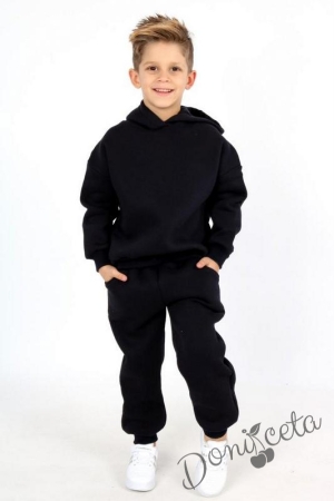 Детски ватиран комплект за момче от блуза и панталон в черно 7514456