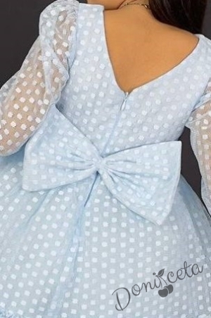 Детска рокля с ръкав 7-8 в сетлосиньо с точки Зея 4
