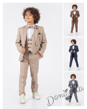 Официален детски костюм за момче от 5 части със сако в синьо  2