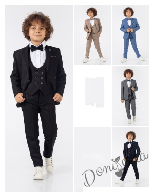Официален детски костюм за момче от 5 части със сако в синьо  4
