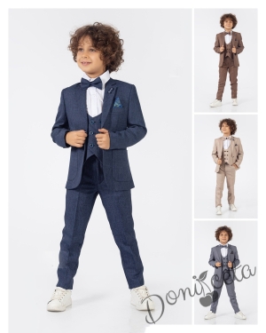Официален детски костюм за момче от 5 части със сако в сиво 3