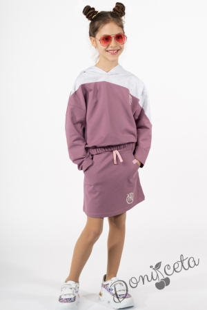 Children's sports top and skirt set in rose ash colour
