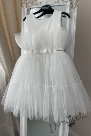 Детска рокля без ръкав с тюл  в бяло Анелия 3