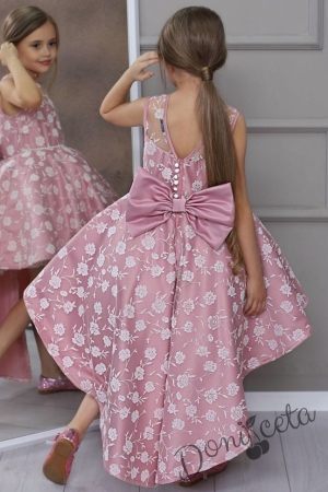 Официална детска рокля без ръкав на цветя в пепел от рози 3