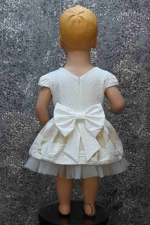 Официална детска  рокля в екрю с къс ръкав Ева 3