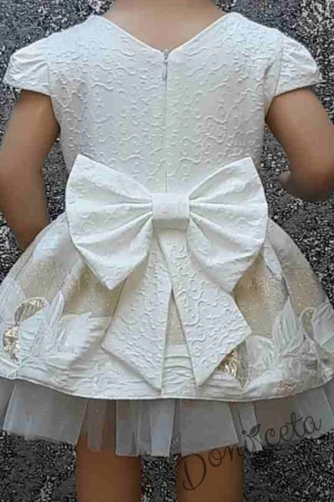 Официална детска  рокля в екрю с къс ръкав Ева 4