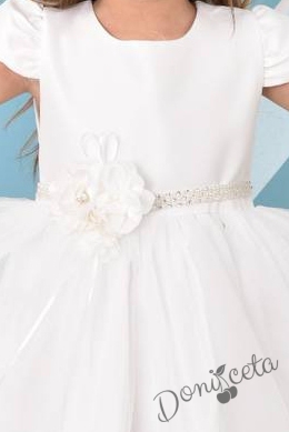 Детска официална рокля  в бяло Сена с къс ръкав 2