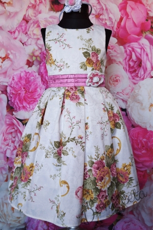 Официална детска рокля без ръкав на цветя 240РБ 1