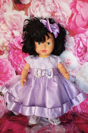 Официална детска рокля в лилаво с коланче 252Л