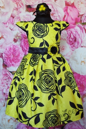 Празнична детска рокля в жълто и черно 273