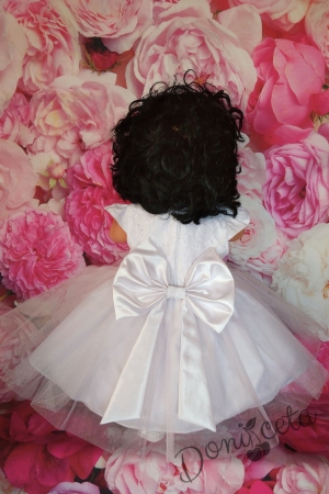 Официална детска рокля от дантела и тюл с голяма панделка 278БТ 3