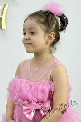 Детска рокля без ръкав в розово с тюл Анабел 2