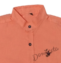Детска риза с емблема за момче с дълъг ръкав в оранжево 35536695 2