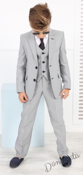 Официален костюм в сиво за момче от 5 части с вратовръзка 5362589