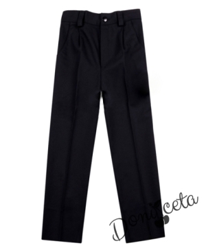 Комплект от панталон в черно и риза в бяло с дълъг ръкав и папийонка в черно 3
