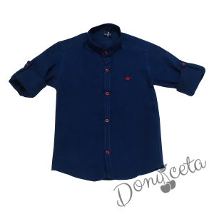 Long sleeve shirt for boy in navy blue